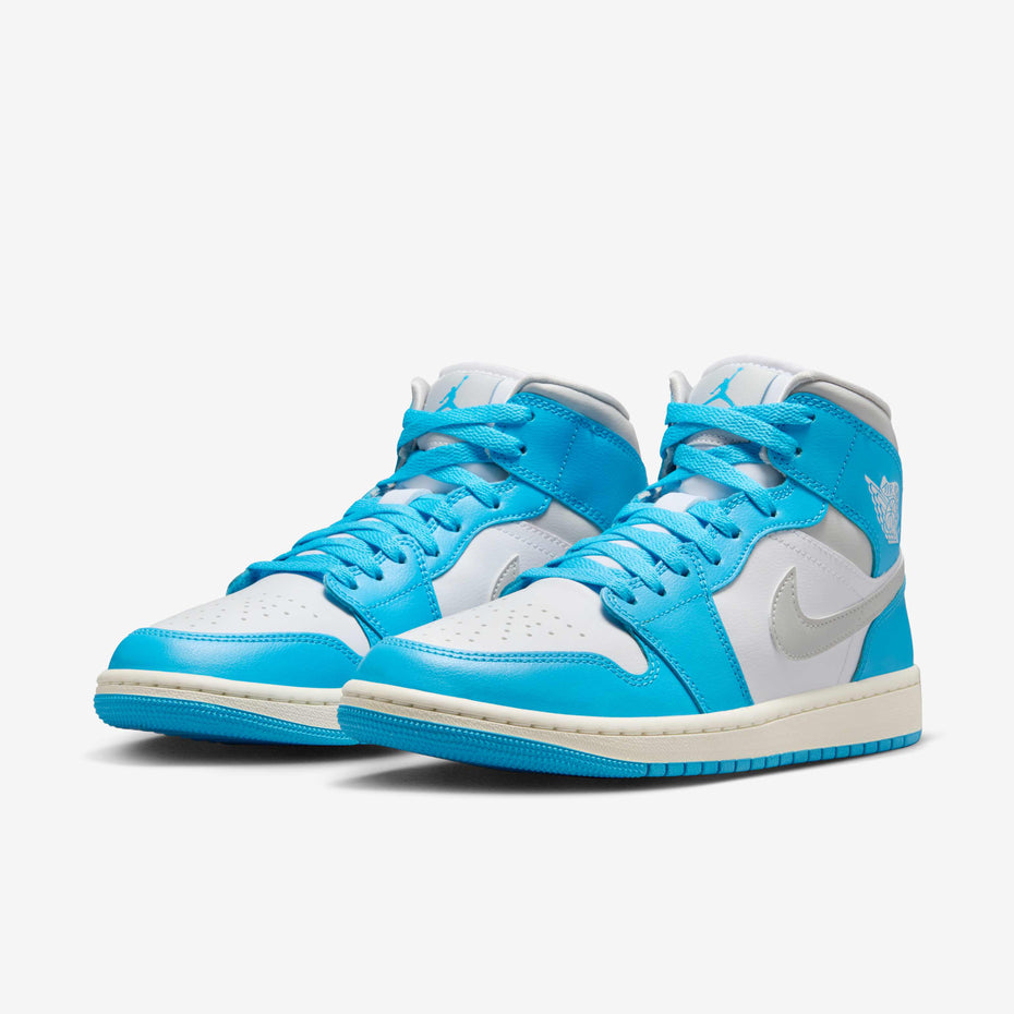 Jordan 1 Mid Dark Powder Blue White Sail Neutral Grey (Women's)