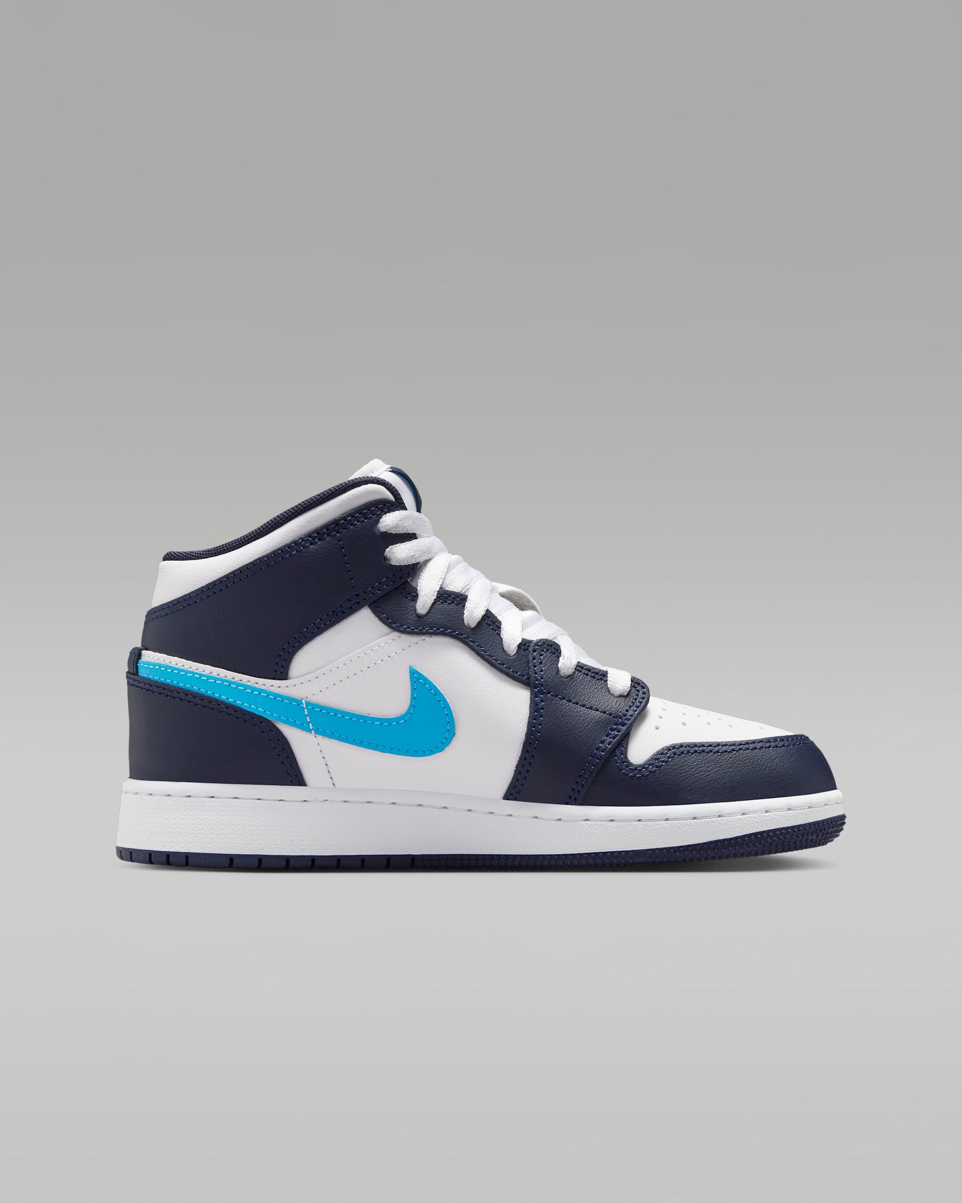 Jordan 1 Mid Obsidian Dark Powder Blue (GS)