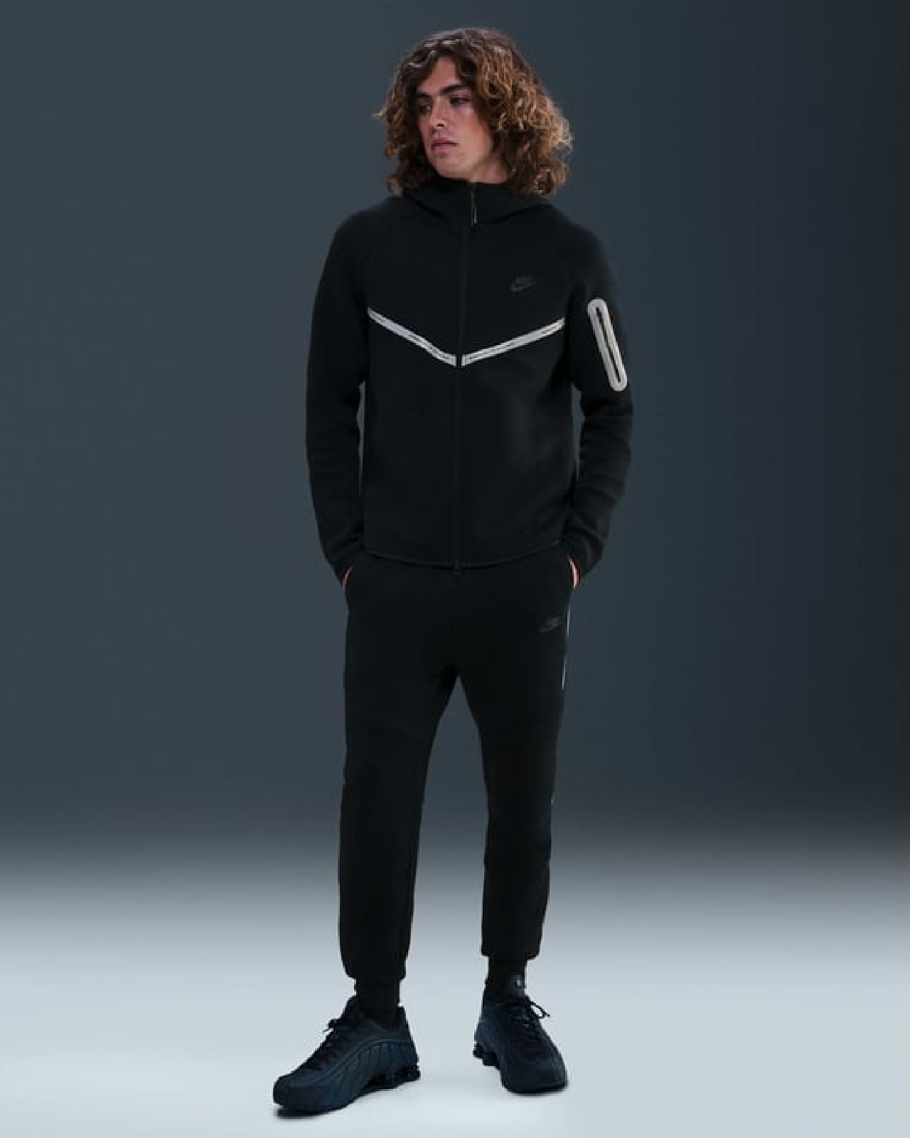 NIKE Tech Fleece Joggers Black White Reflective