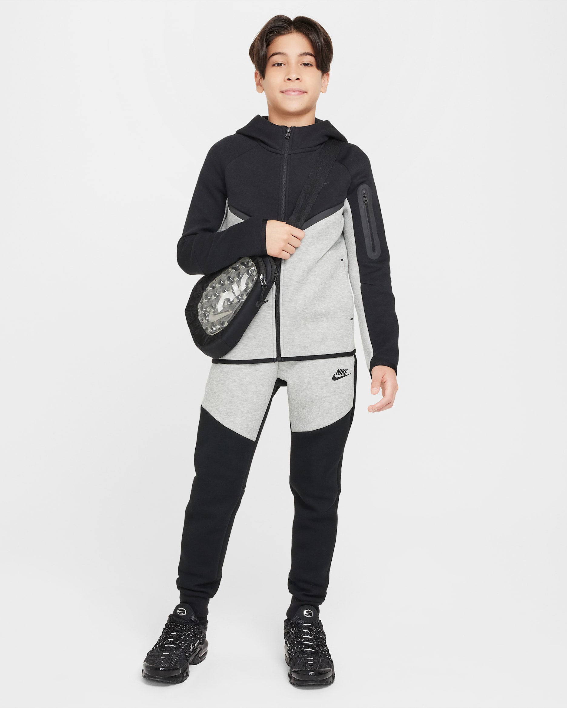 Nike Tech Fleece Zip Hoodie Black/Grey (GS)