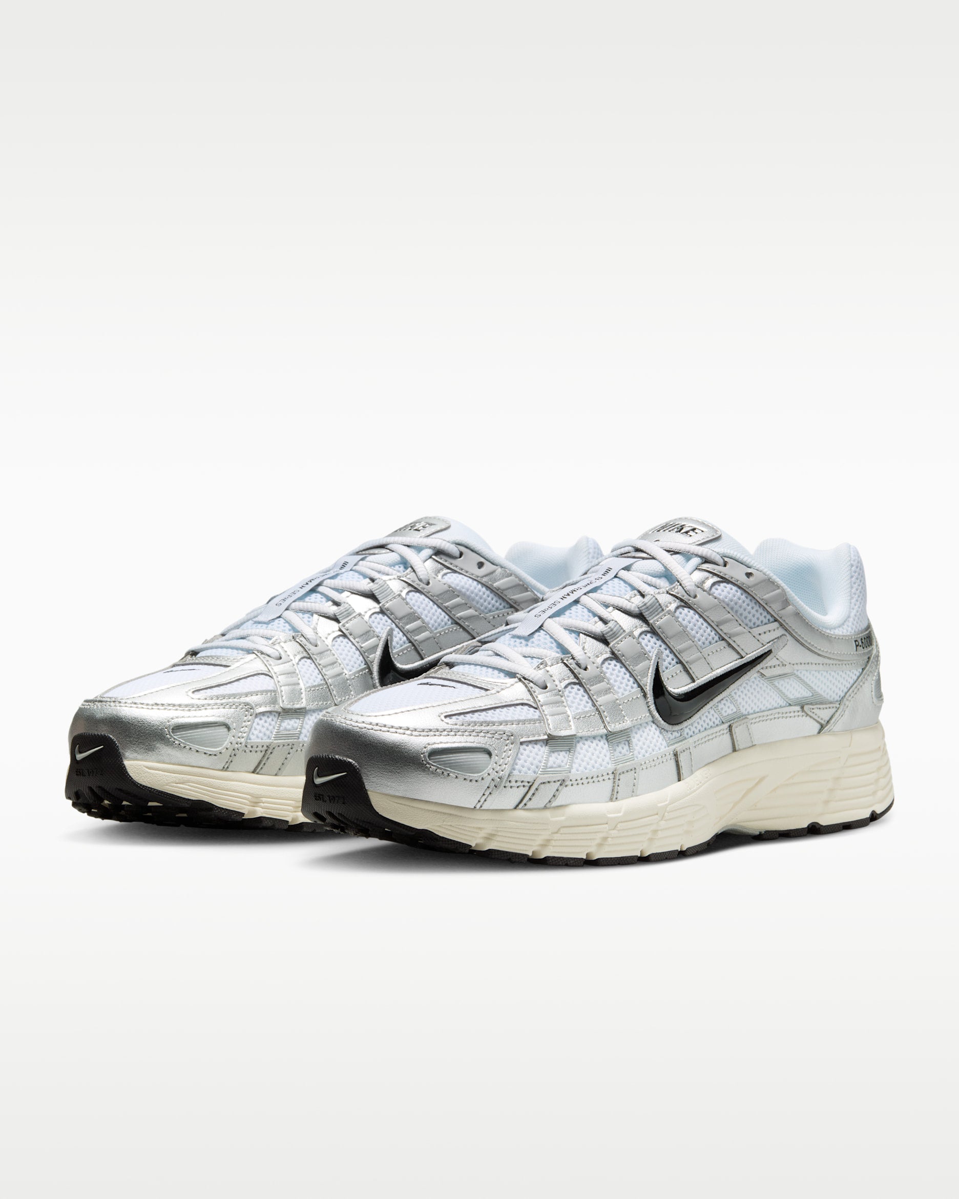 Nike P-6000 White Metallic Silver Flat Silver Black