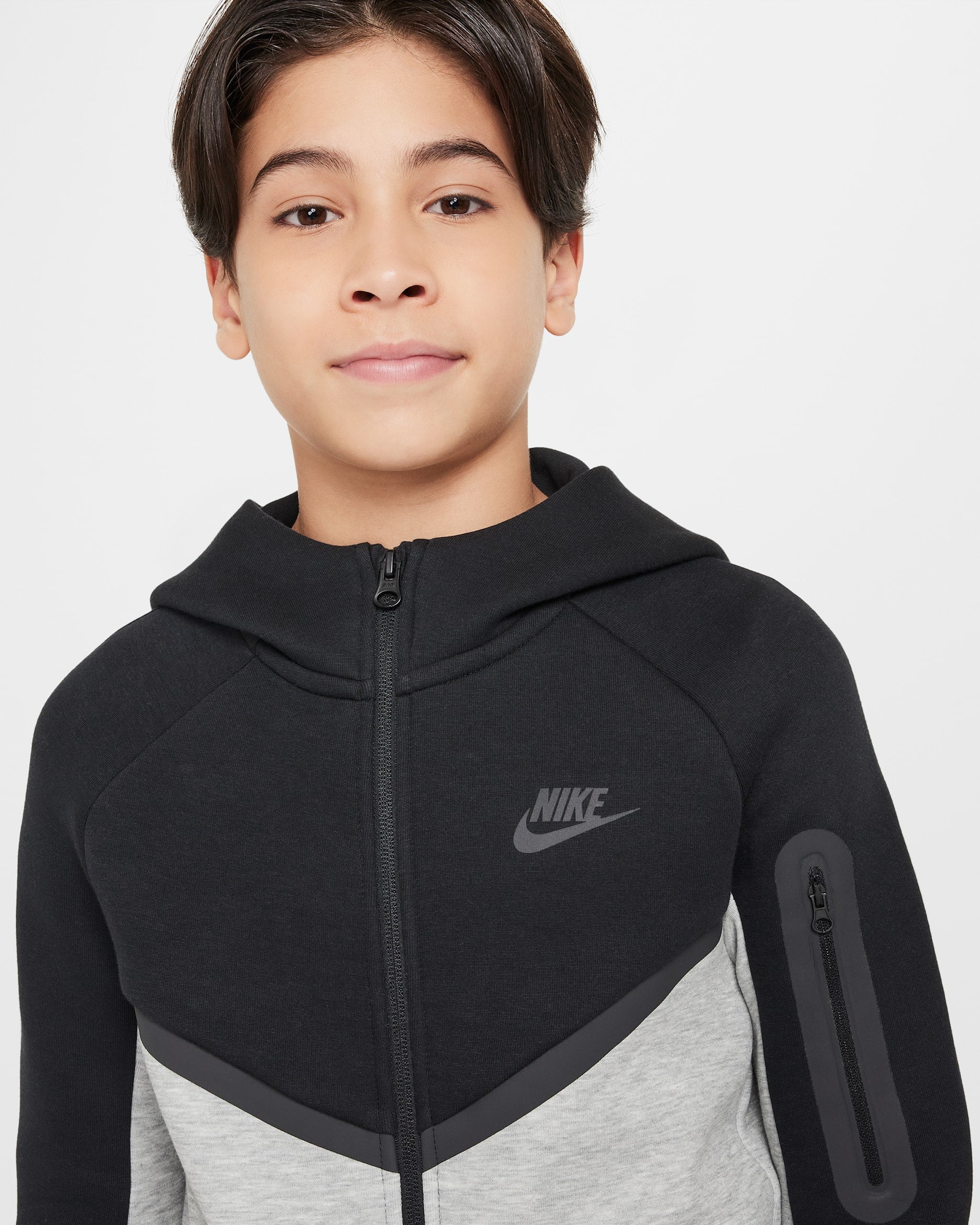 Nike Tech Fleece Zip Hoodie Black/Grey (GS)